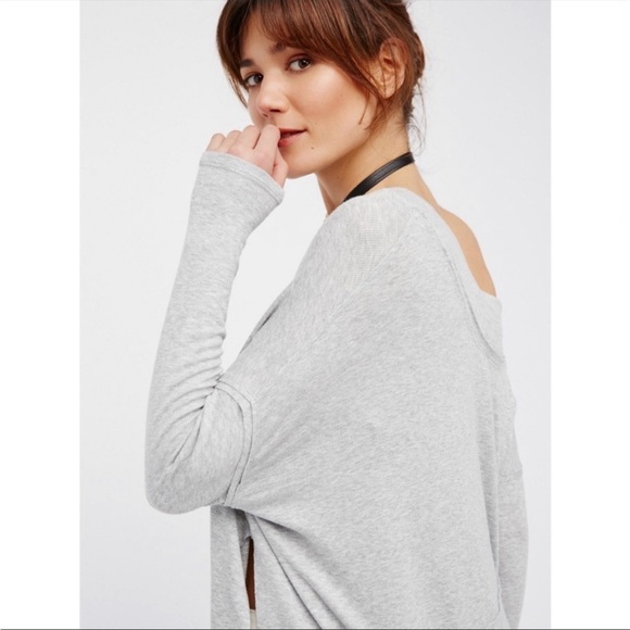 Free People Grapevine Asymmetric Ribbed Tunic Grey Small - Picture 2 of 9